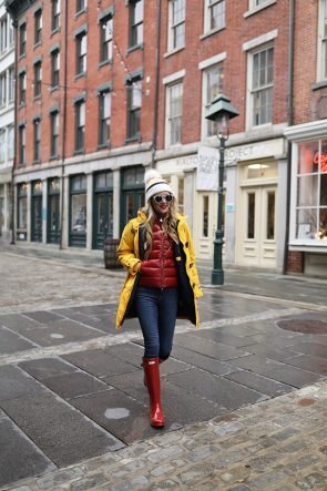 Atlantic-Pacific Blog // Blair Eadie Hunter Boot Rain Style, Red & Yellow Outfit