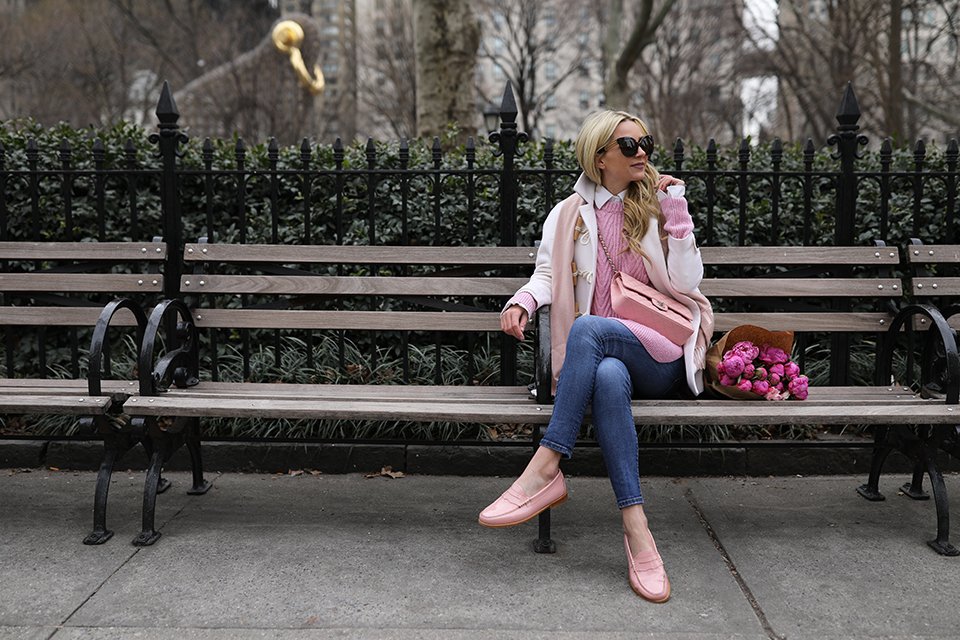 Atlantic Pacific // Sweetness Pink Loafers, JCrew collection tunic & Burberry Coat