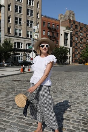 Atlantic Pacific // Gingham Pants and Eyelet Top, Summer Outfit