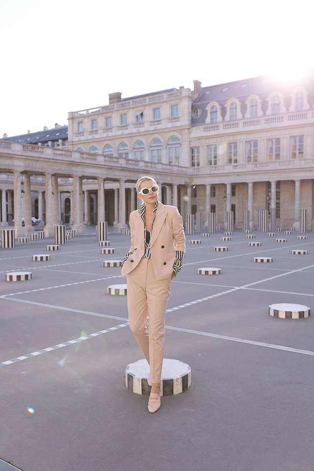 Atlantic Pacific Blog // Blair Eadie in Paris in a pink suit and stripes!