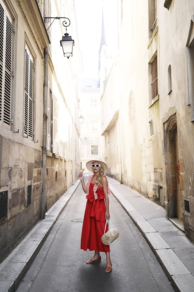 ATLANTIC PACIFIC BLOG // Blair Eadie Red Dress in Paris
