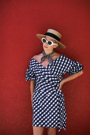 Atlantic-Pacific Blog // Gingham Dress, Straw Hat & Chanel Flats