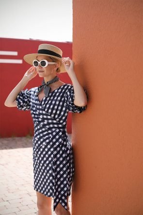 Atlantic-Pacific Blog // Gingham Dress, Straw Hat & Chanel Flats