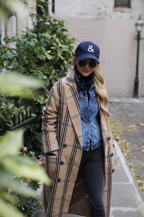 Atlantic Pacific Blog, fall outfit, causal weekend style, check coat denim jacket