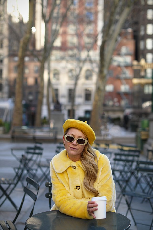 Atlantic-Pacific Blair Eadie Yellow Outfit Faux Fur