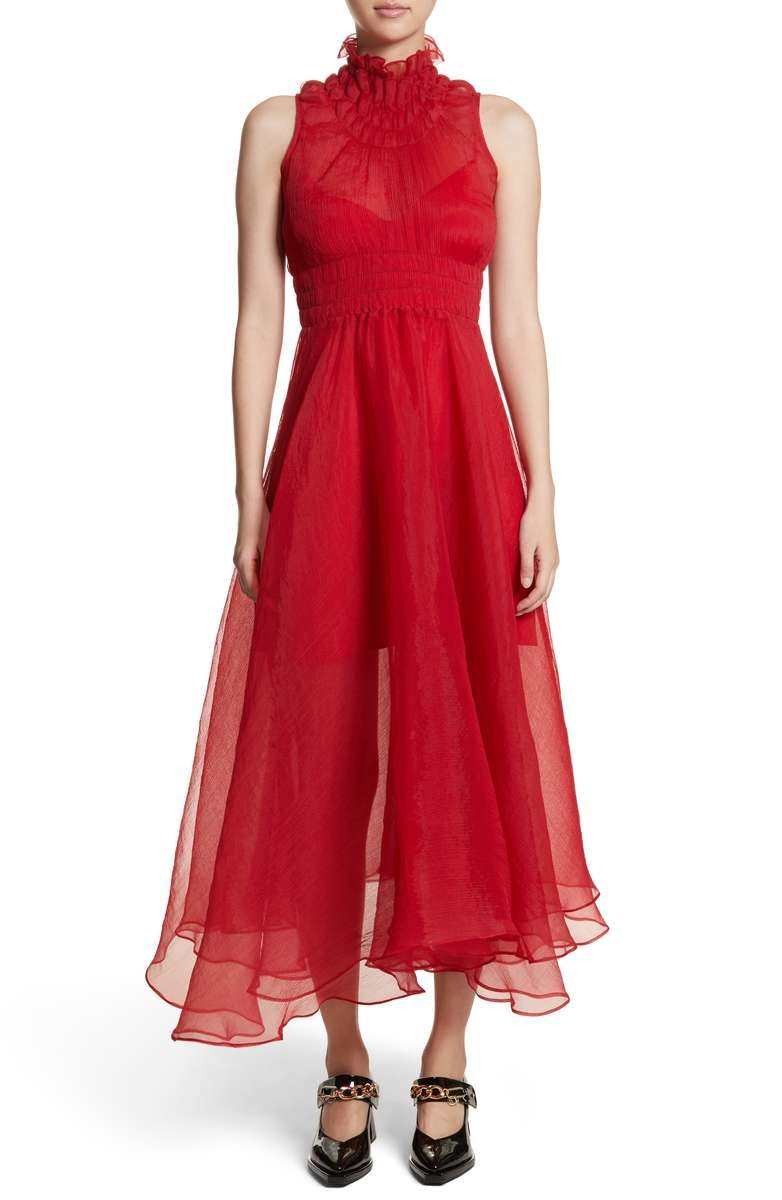 chiffon red dress