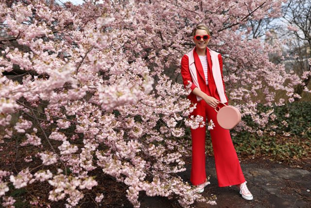 Atlantic Pacific Cherry Blossoms Central Park Red Suit