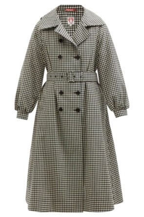 Checked Wool Tweed Trench Coat