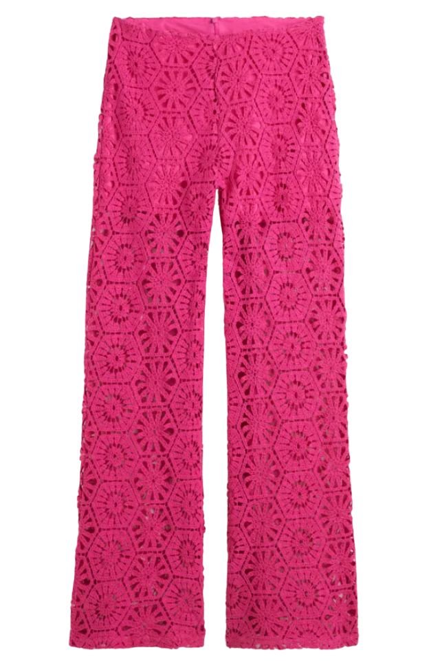 pink crochet pants
