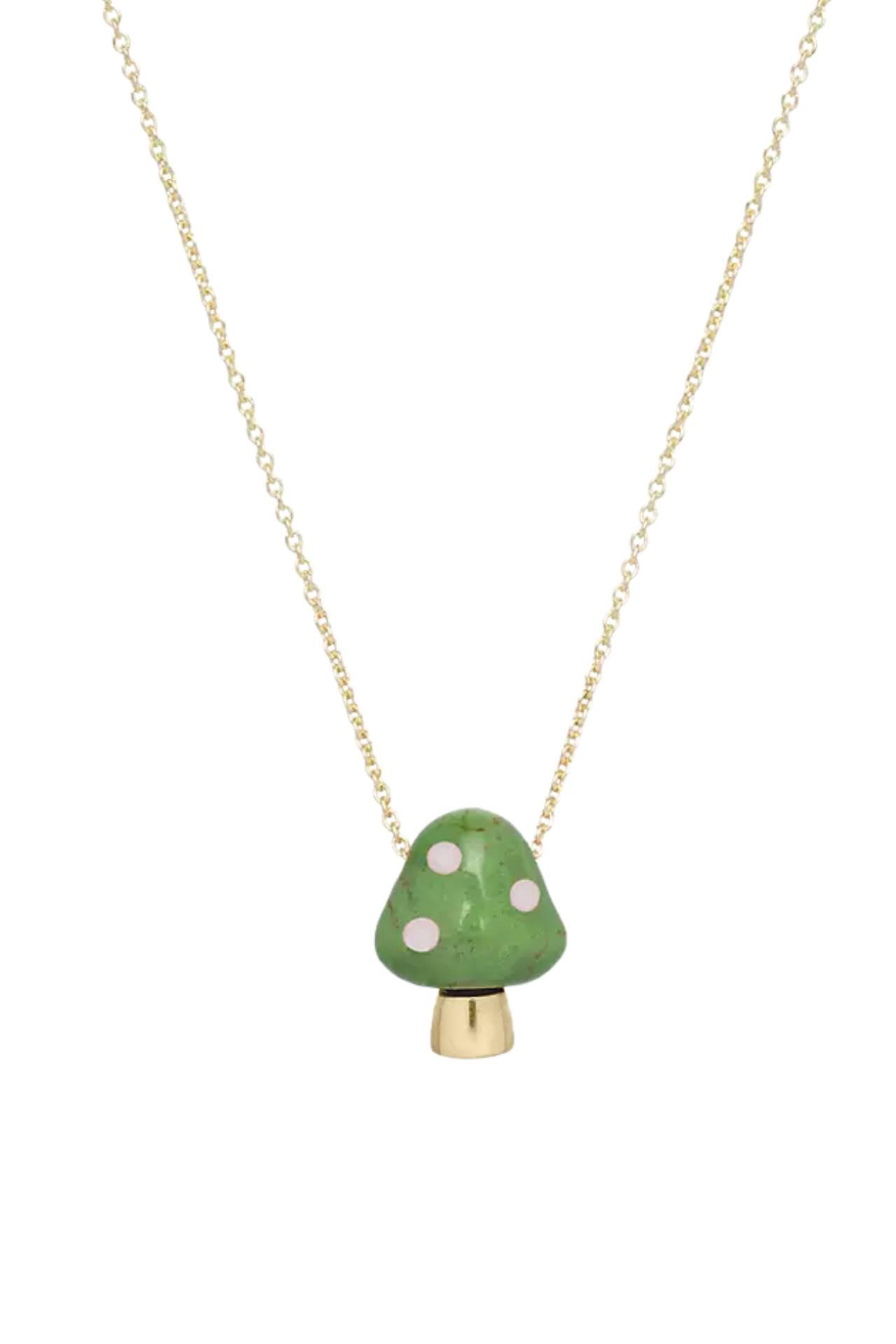 green mushroom necklace