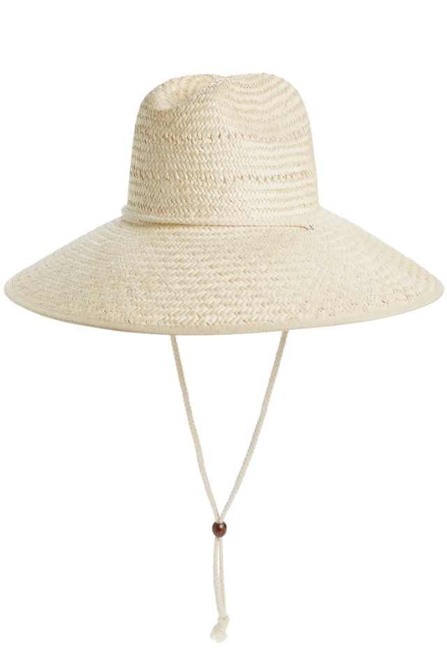 beach hat made of white straw 