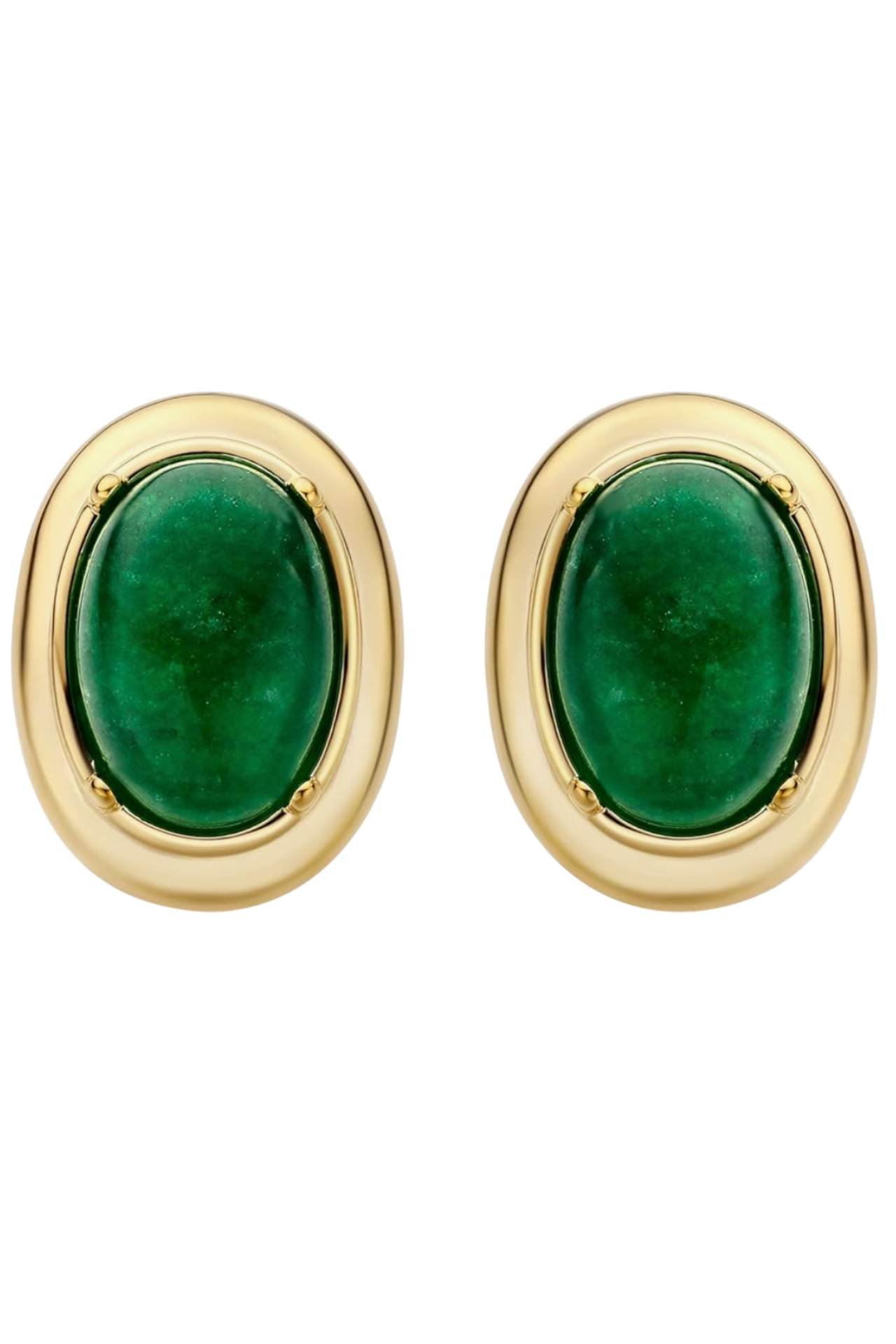 green oval cut earrings