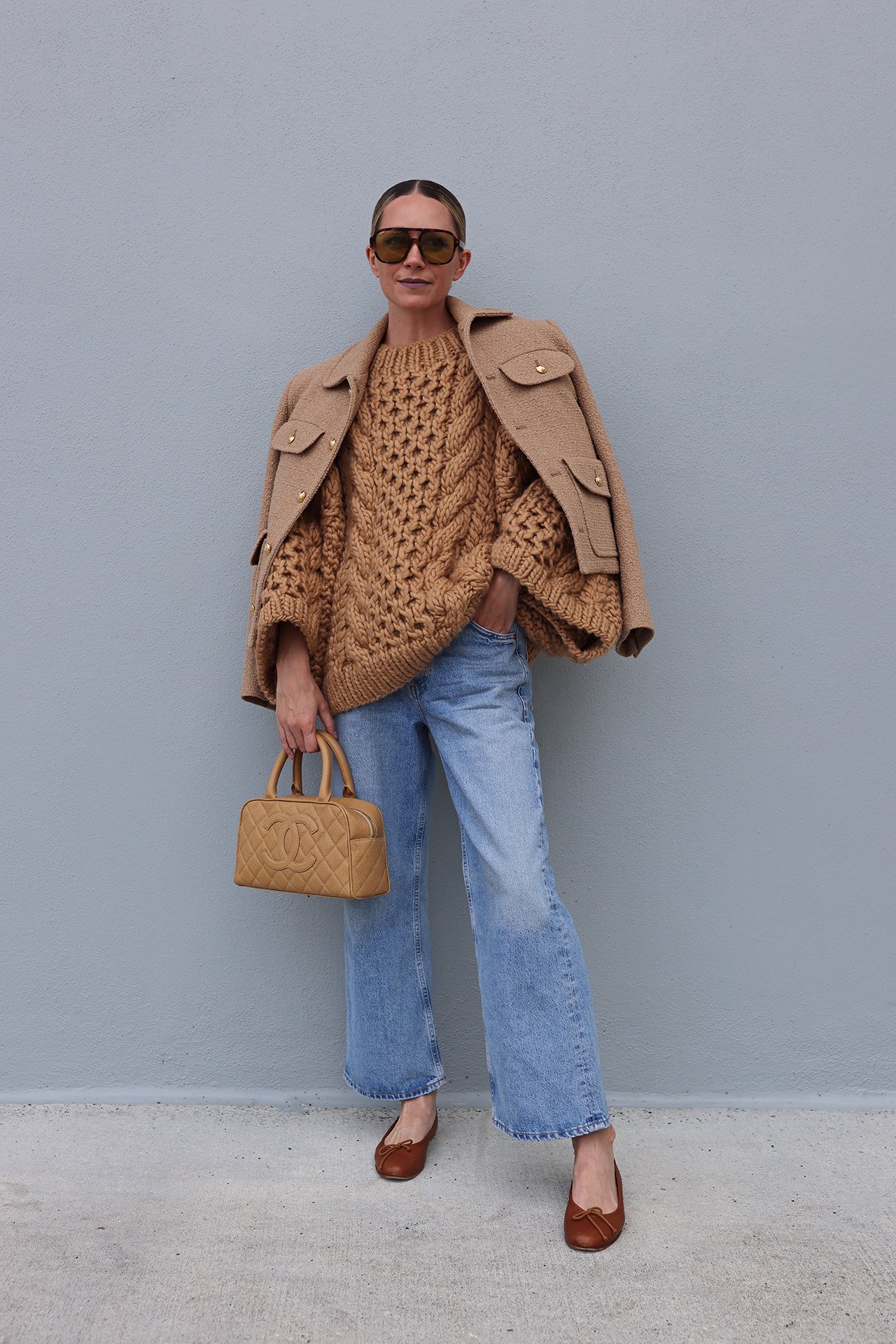 cropped wide leg jeans, Chanel bag, nili lotan jacket, denim style