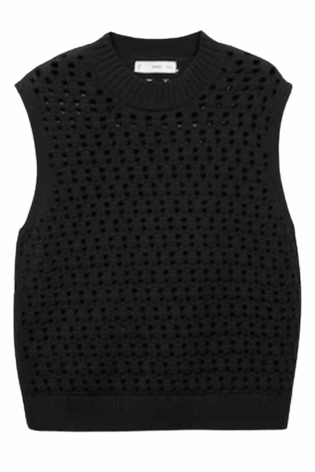 black crochet knit top