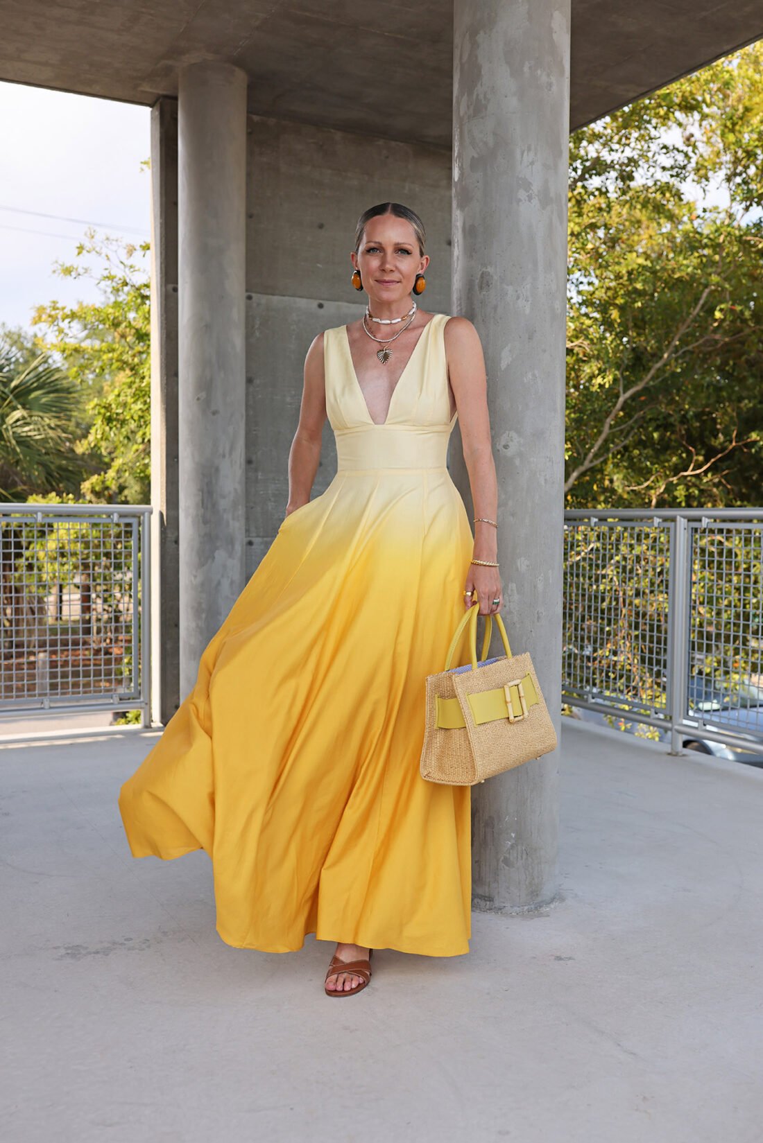 ombre dress, spring dress, yellow outfit